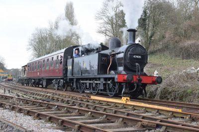 Jinty 47406 on the gradient at Midsomer Norton March 2016