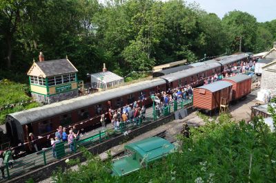 Busy scene on the Down Platform at Midsomer Norton - Queen's Platinum Jubilee