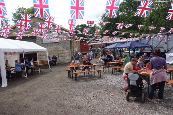 Visitors enjoying unexpectedly fine weather at Jubilee event - Midsomer Norton Station