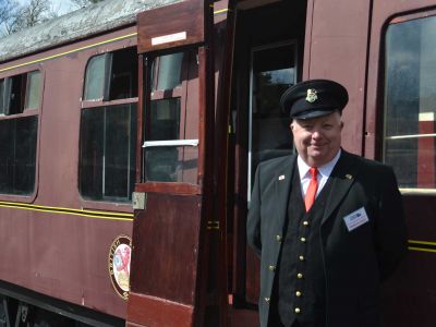 Steve ready to welcome passengers onto the train - 02 04 2022