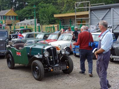 Vehicles being admired in lower car park - Austin Day 15th August 2021