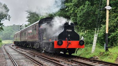 Our resident steam locomotive 'Joyce' heading one of the Father's Day specials.