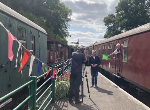 Simon Parkin filming at the station