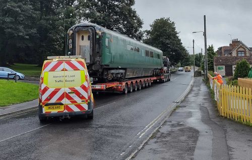 RFM leaves Midsomer Norton south station under escort - August 12th 2021