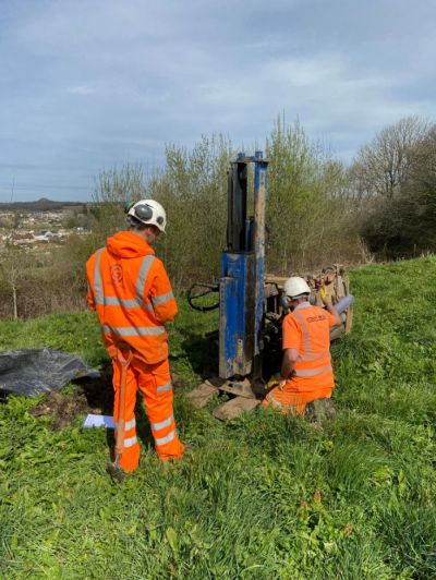 Soil sample drilling rig in situ