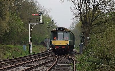 Class 107 DMU on Up Line at Midsomer Norton 30 04 23