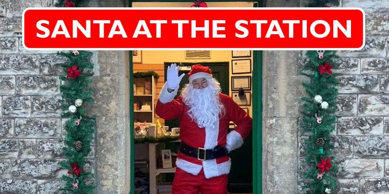 Santa welcomes visitors to Midsomer Norton South Station - Dec 2024