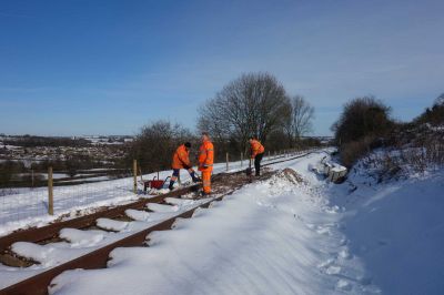 Permanent way volunteers on a lovely winter's day 03 02 2019